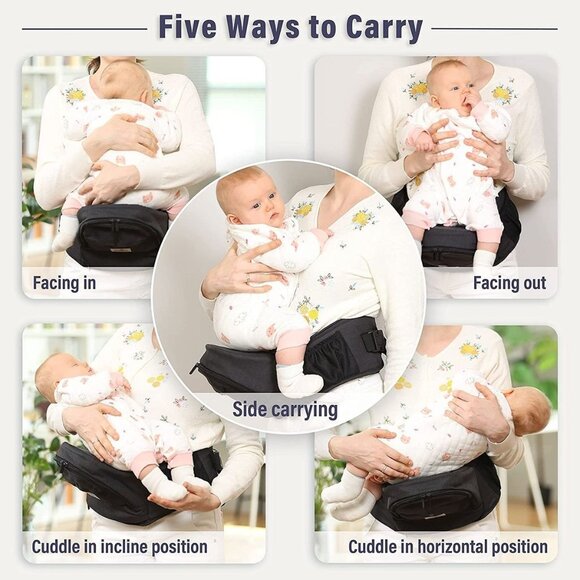 BABY MUST BABY TODDLER SEAT CARRIER MULTI POCKETS ADJUST WAISTBAND ERGONOMIC - Picture 3 of 11